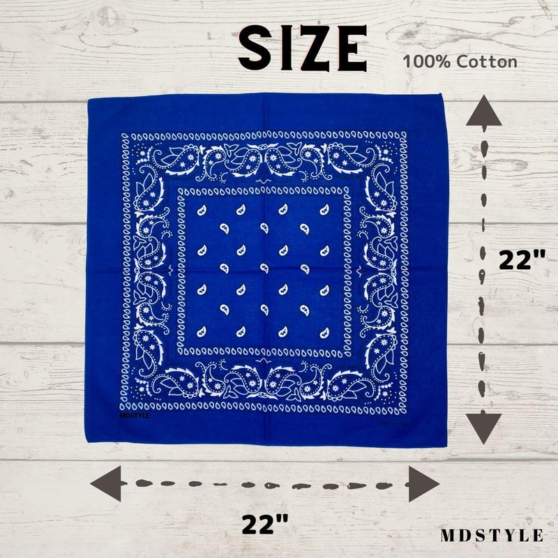 MD Style 3 PCS 100% Cotton Bandana for Men & Women 22" x 22" Paisely Pattern Handkerchief Headband Scarf - Image 4